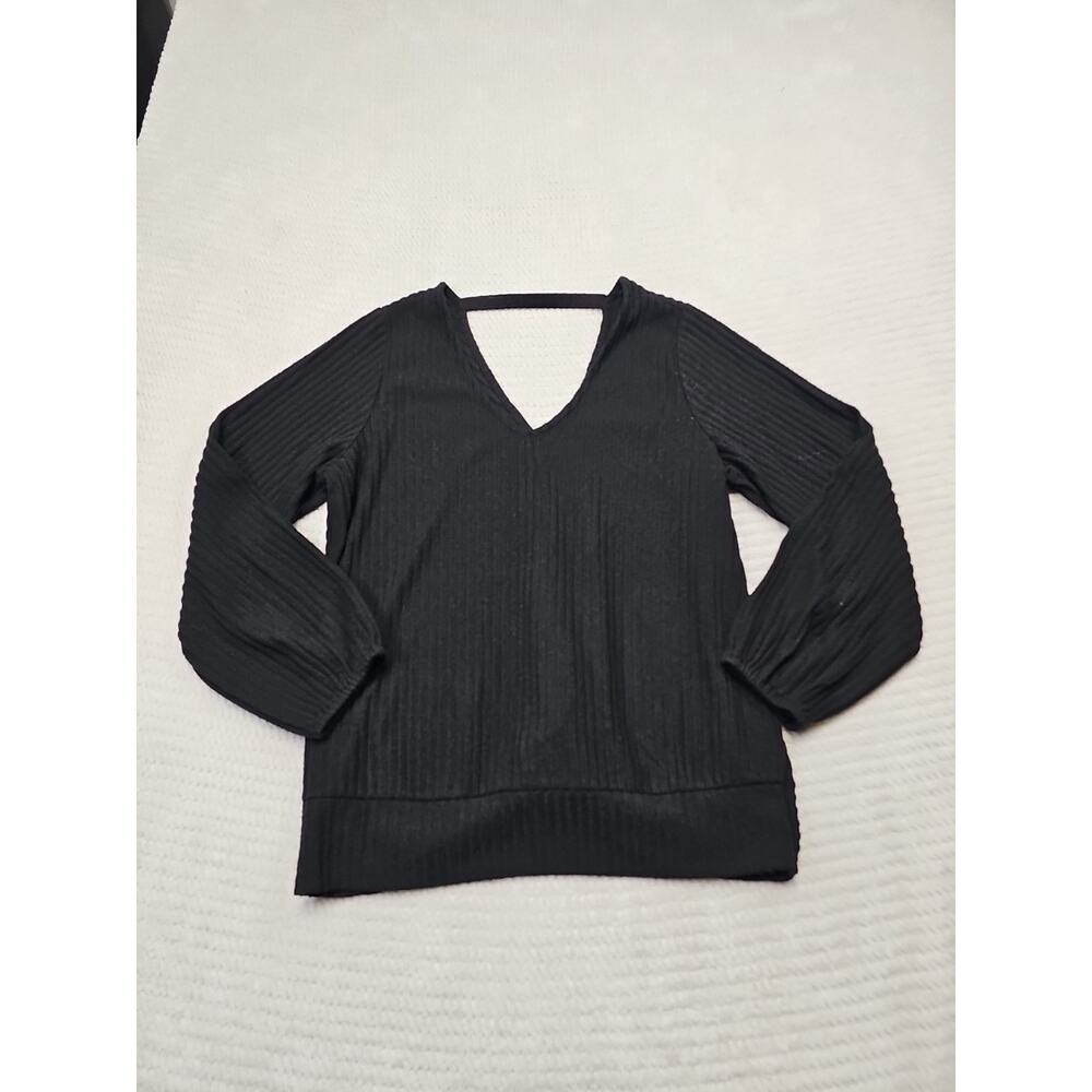 Liverpool Shirt Womens Large Twist Back Long Sleeve Knit Top Black